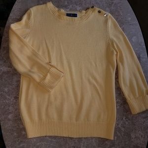 Yellow 3/4 Sleeve Cotton Sweater M Button Details